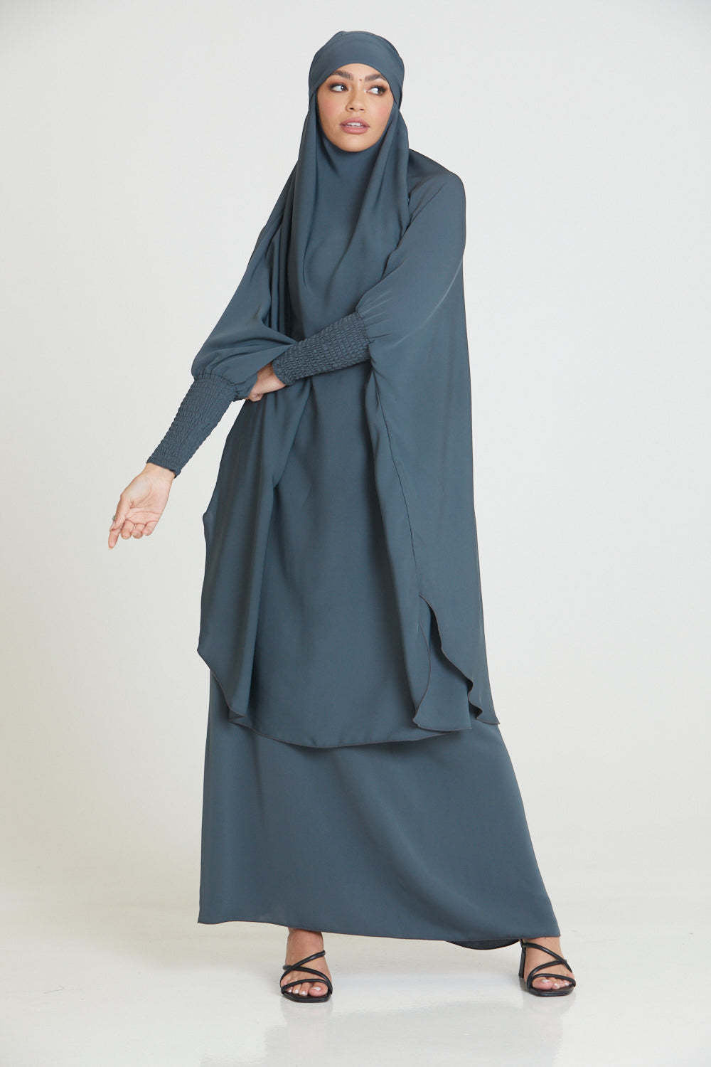 Sophisticated Integrated Hooded Abaya Set-NavyBlue