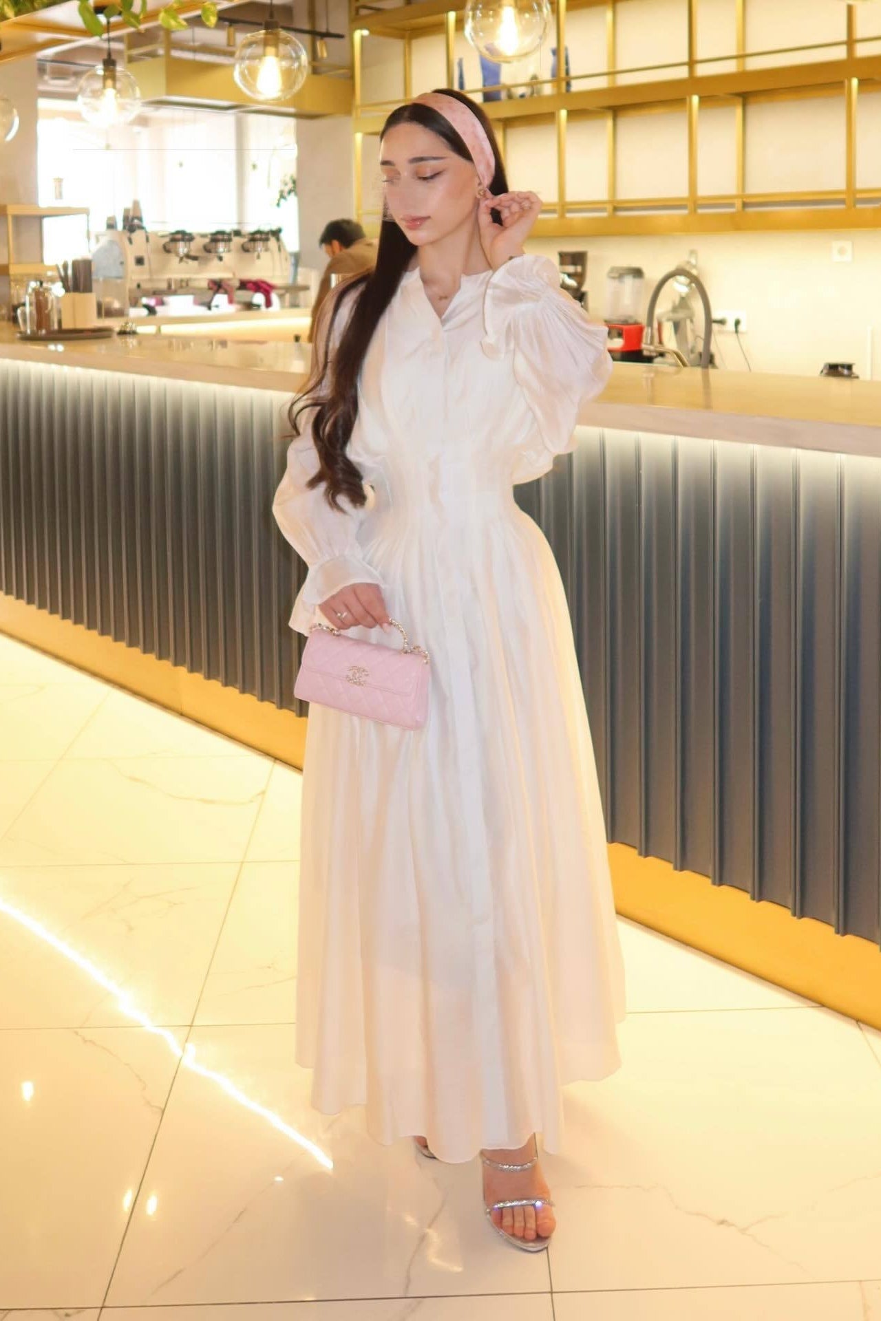 Sophia Luminous Ruched Waist Maxi Dress-White