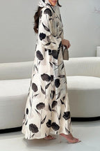 Watercolor Floral Print Abaya & Matching Hijab Set