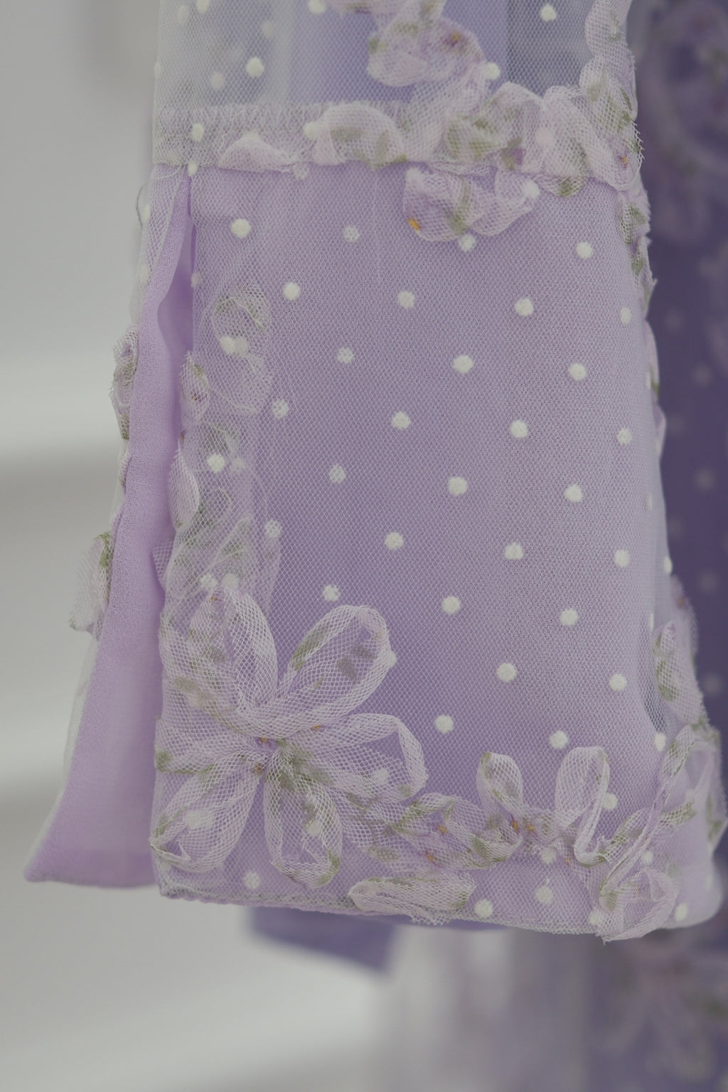 Floral Bloom Sheer Mesh Open Abaya-Purple