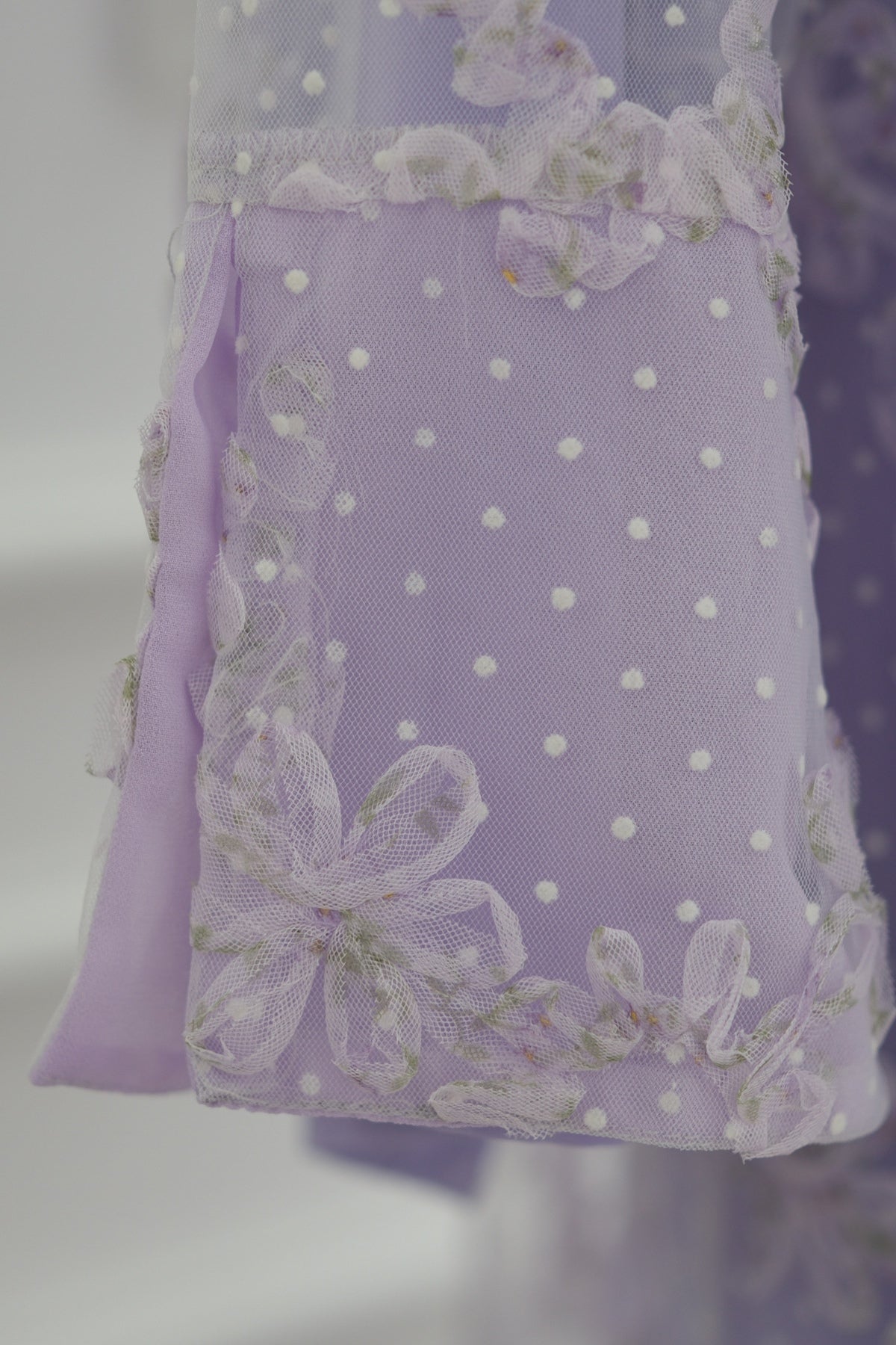Floral Bloom Sheer Mesh Open Abaya-Purple