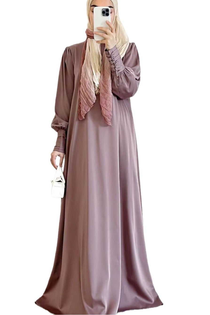 Luminous Liquid-Satin Maxi Dress-Purple