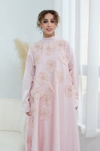 Lily Floral Applique Maxi Dress-Pink