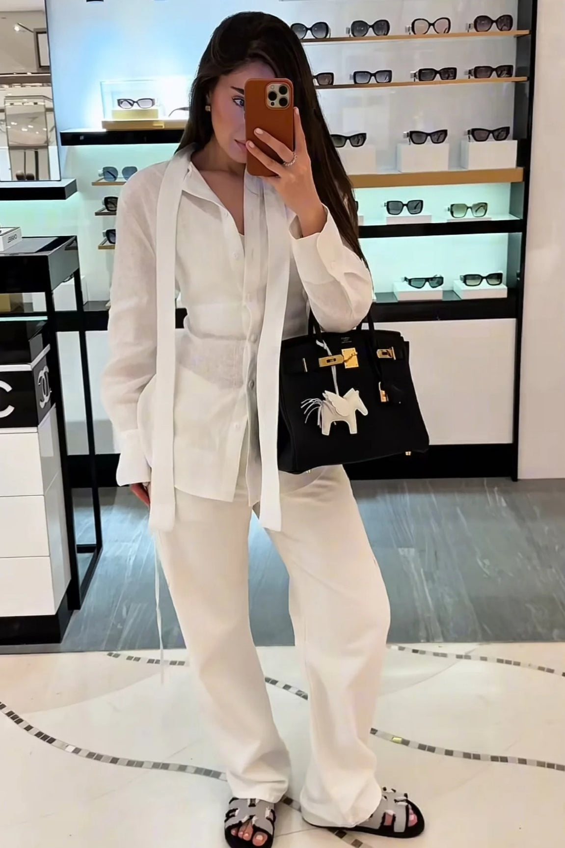 Isabella Linen Tie Blouse Shirt-White