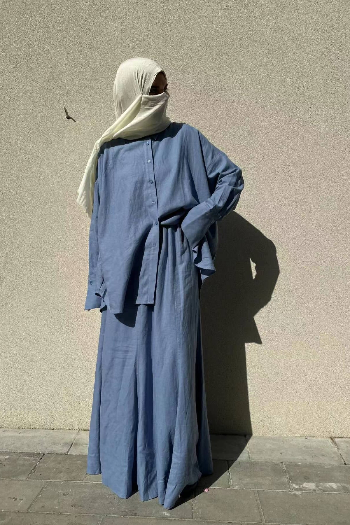 Minimalist Slouchy Utility Set-Blue