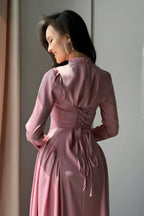 Rhinestone Embellished Slim-Fit Elegant Maxi Dress-Pink