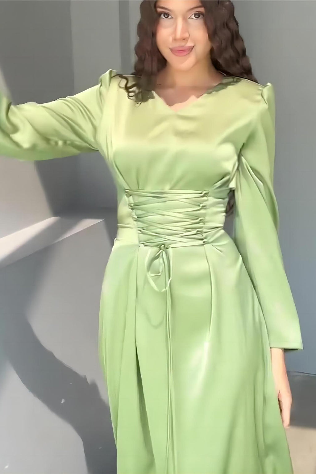 Zahra Tie Flare Sleeve Maxi Dress