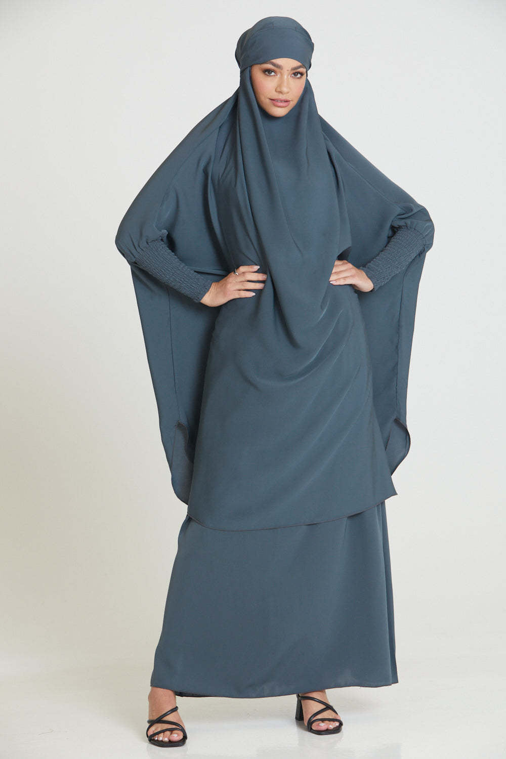 Sophisticated Integrated Hooded Abaya Set-NavyBlue