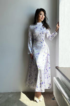 Rhinestone Embellished Slim-Fit Elegant Maxi Dress-Floral