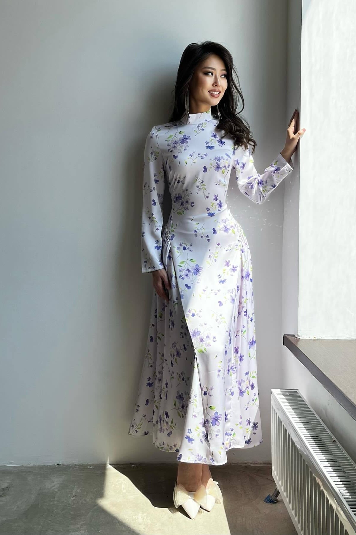 Rhinestone Embellished Slim-Fit Elegant Maxi Dress-Floral