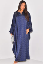 Starlit Rhinestone Embellished Evening Gown-Blue