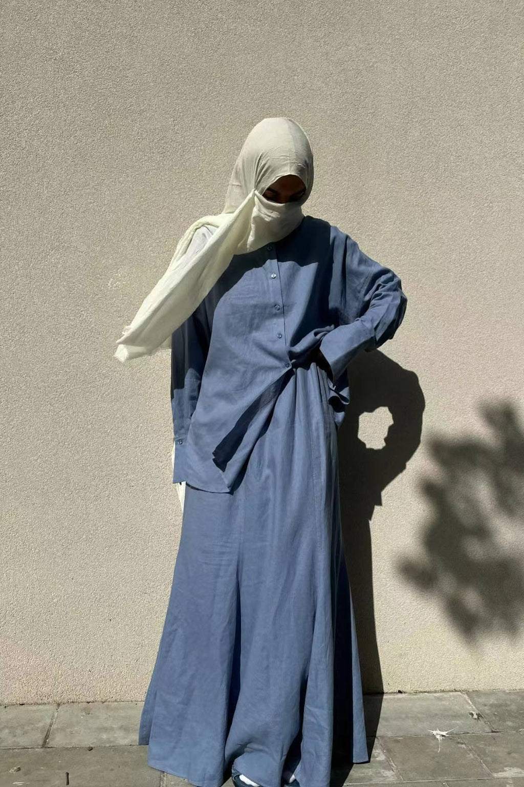 Minimalist Slouchy Utility Set-Blue