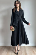 Amara Blazer Pleated Maxi Dress-Black