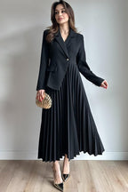 Amara Blazer Pleated Maxi Dress-Black