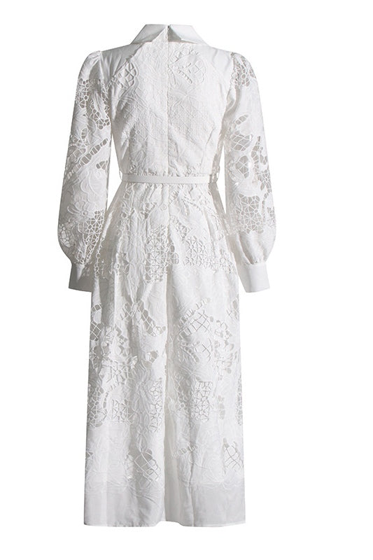 Lucy Collared Hollow Lace Dress