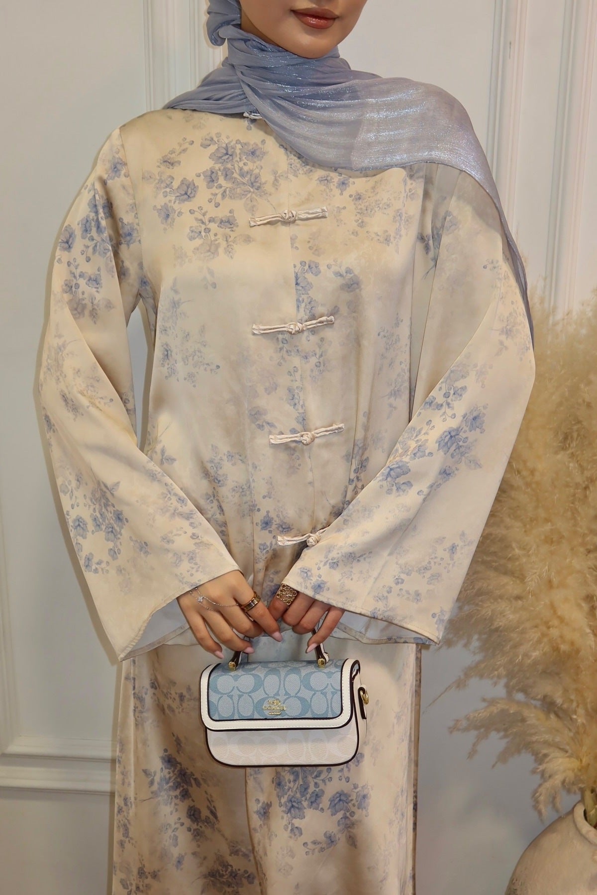 Floral Print Mandarin Button Casual Fashion Two-Piece Set