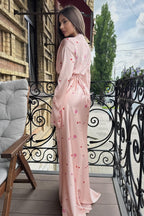 Pastel Rose Lustrous Satin Maxi Gown-Pink