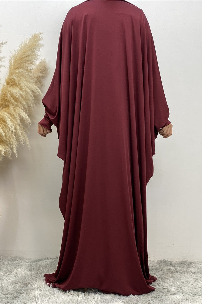 عباية حمراء سادة فضفاضة واسعة