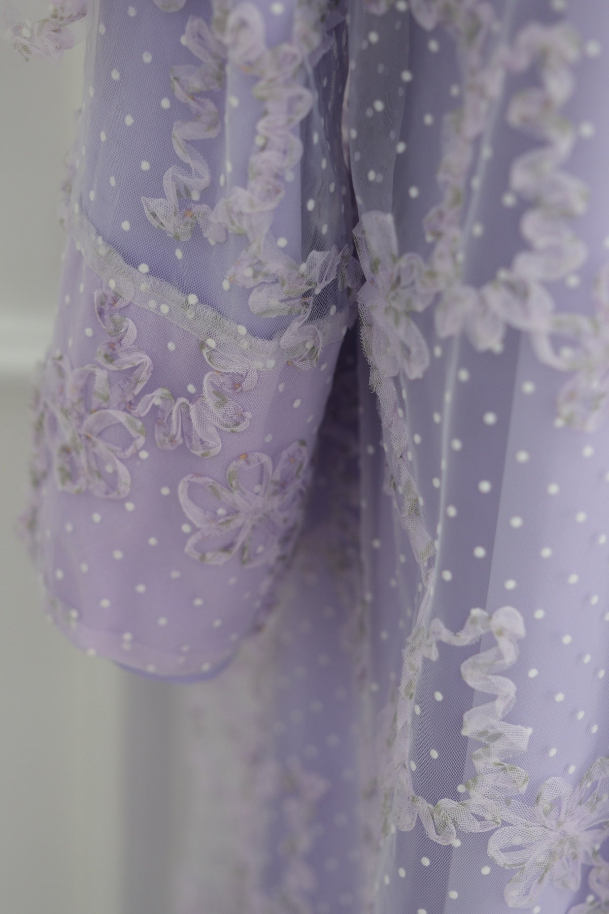 Floral Bloom Sheer Mesh Open Abaya-Purple