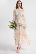 Liora Floral Tulle Ruffle Midi