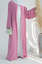 Floral Embroidered Open Abaya Dress
