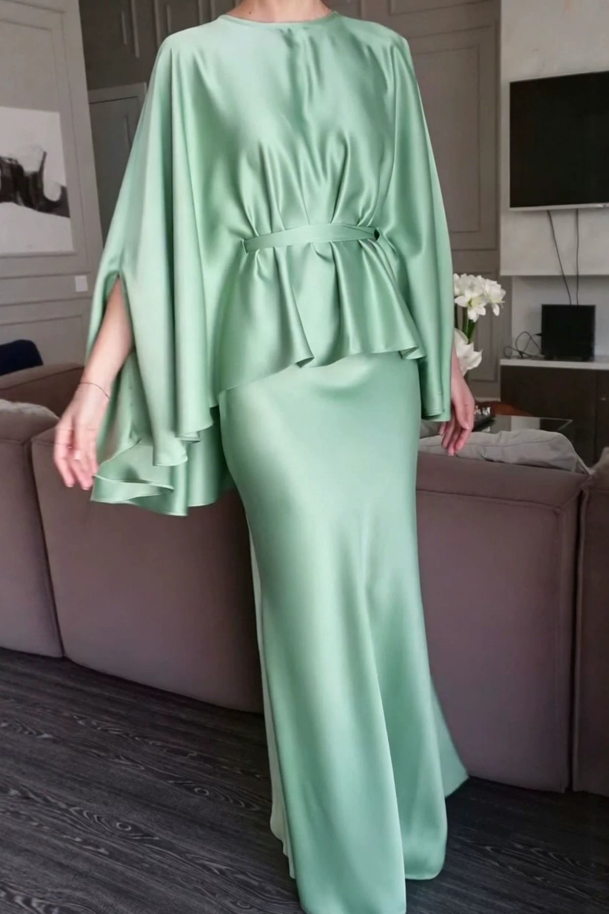 Olivia Cape Sleeve Maxi Dress
