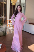 Fiona Lace Flare Sleeve Maxi Dress-Pink