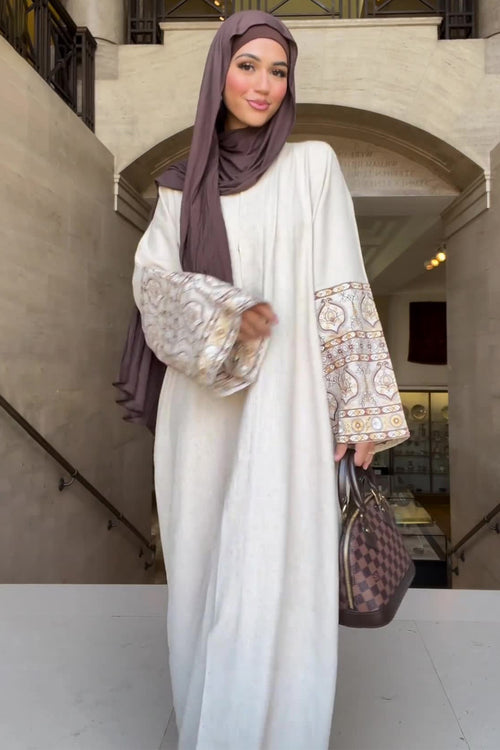 Aisha Printed Cuff Loose Abaya