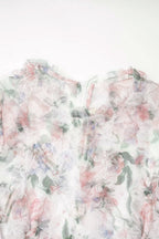 Intricate Floral Mesh Lantern Sleeve Maxi Dress