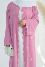 Floral Embroidered Open Abaya Dress