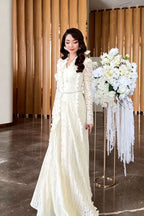 Elowen Scalloped Lace Maxi Dress-White
