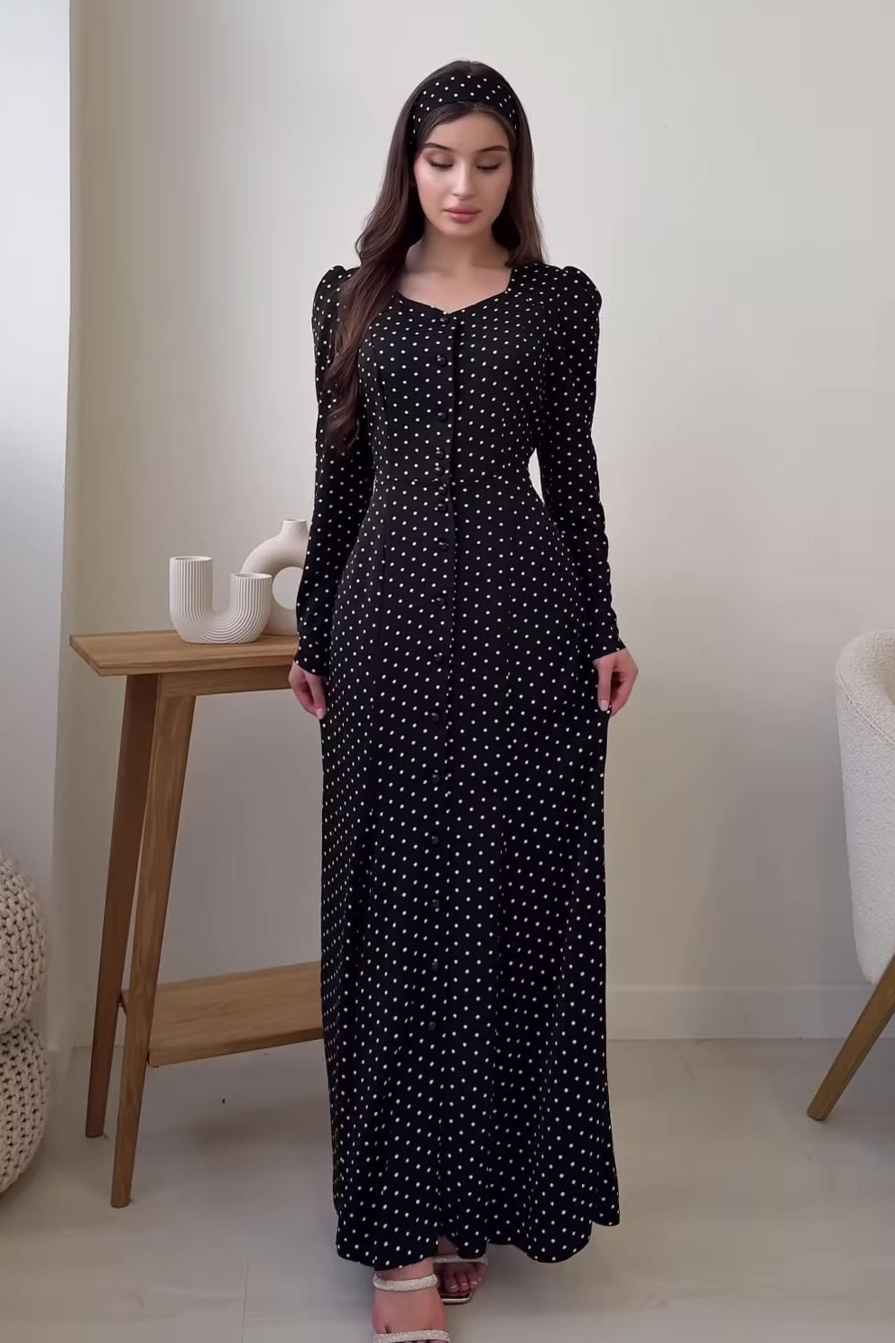 Polka Dot Button Down Maxi Dress