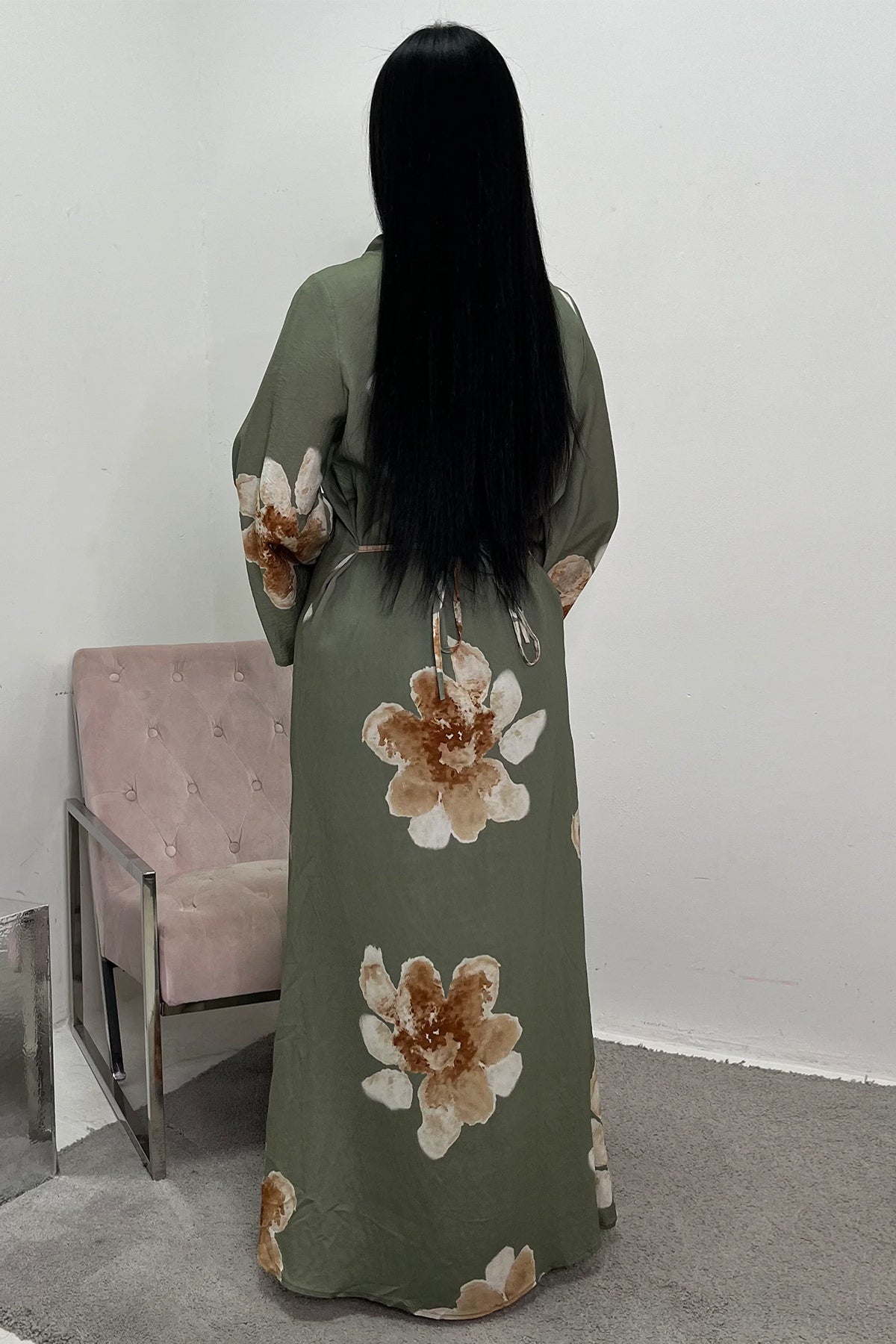 Bloom Floral Maxi Dress-Green