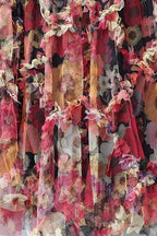 Embroidered Floral Mesh Maxi Dress with 3D Textured Blossoms