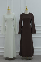 Pearl-Trimmed Cape Modest Evening Gown-Green