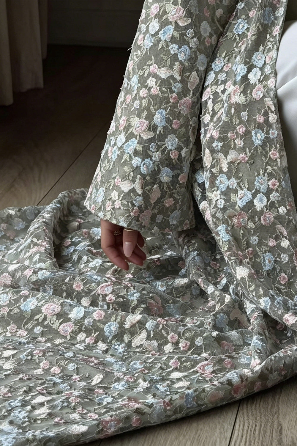Full Floral Embroidered Double-Layer Abaya with Hijab