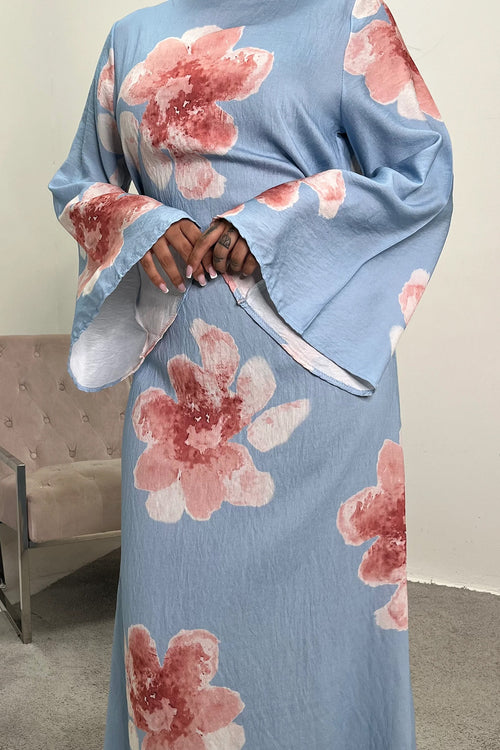 Bloom Floral Maxi Dress-Blue