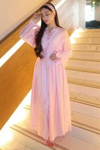 Sophia Luminous Ruched Waist Maxi Dress-Pink