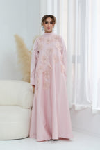 Lily Floral Applique Maxi Dress-Pink