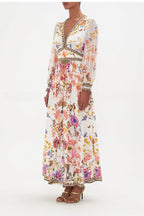 High-Waisted V-Neck Slim-Fit Floral Resort Maxi Dress