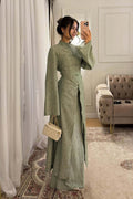 Hannah Mandarin Collar Frog Buttoned Set-Green