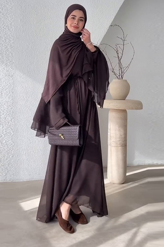 Layered Chiffon Abaya Dress