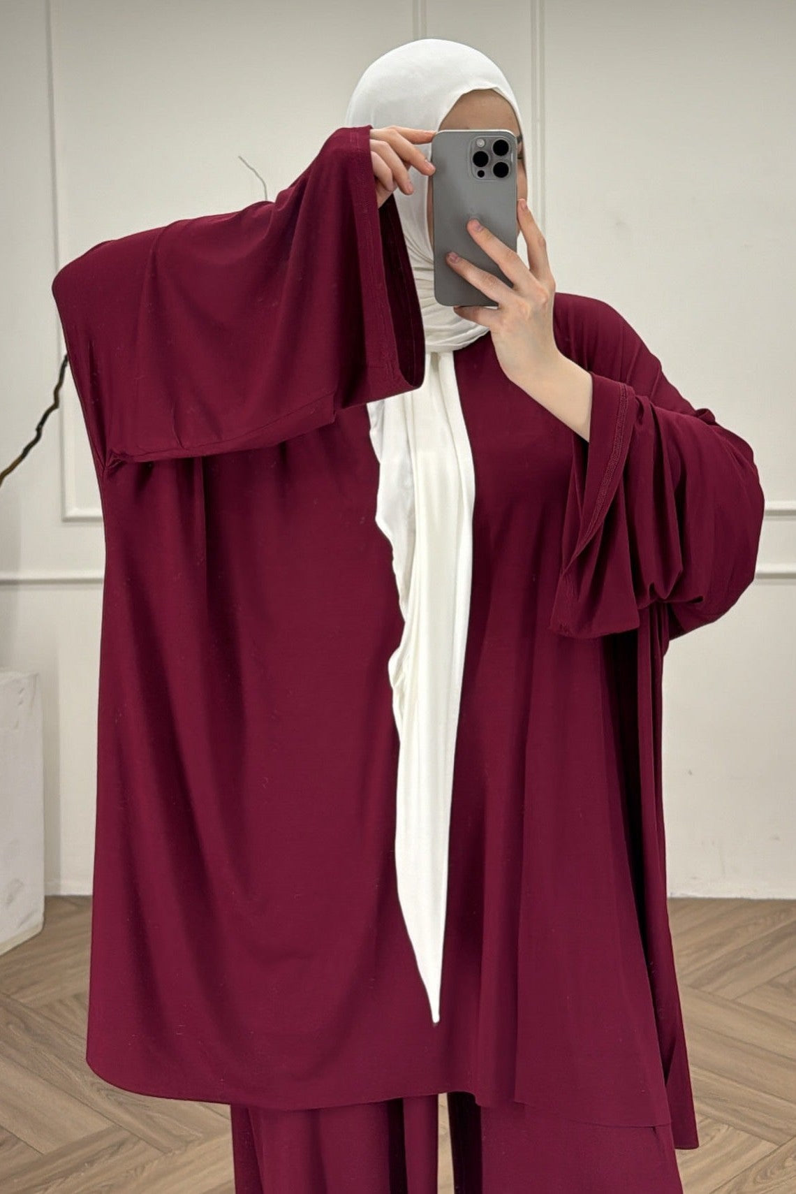 Draped Oversized Tunic & Wide-Leg Trouser Two-Piece Set-Red