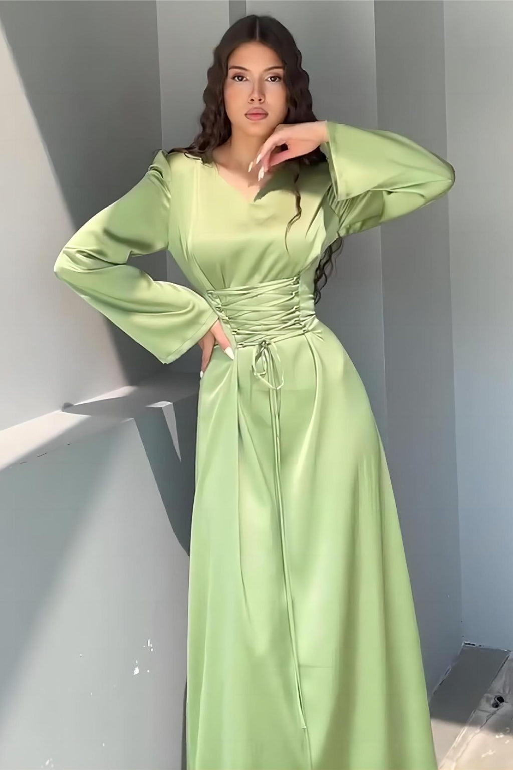 Zahra Tie Flare Sleeve Maxi Dress