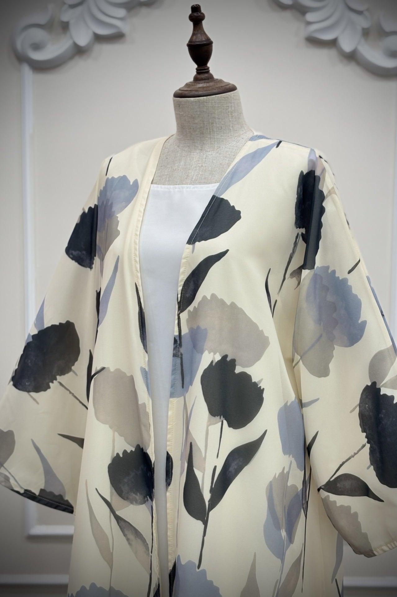 Watercolor Floral Print Abaya & Matching Hijab Set