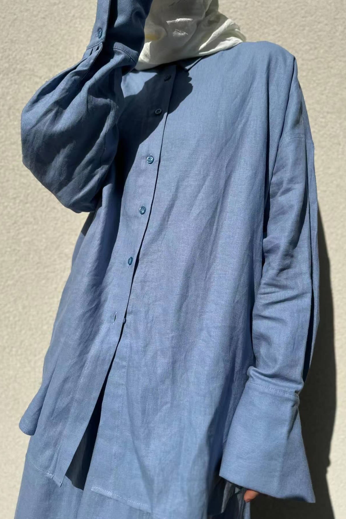 Minimalist Slouchy Utility Set-Blue