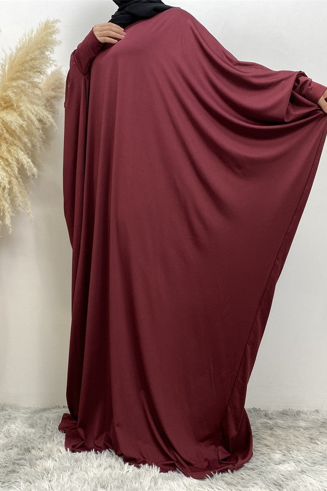 عباية حمراء سادة فضفاضة واسعة