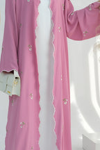 Floral Embroidered Open Abaya Dress