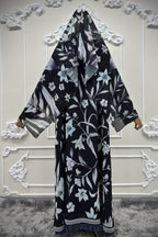 Dark Floral Print Abaya & Matching Hijab Set