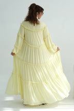 Tiered Ruffle Chiffon Maxi Dress-Yellow